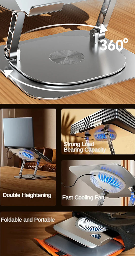 Support ordinateur portable-Aluminium réglable et rotatif 360°